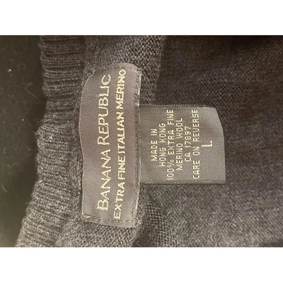 Banana Republic Extra Fine Italian Merino Dark Grey Sweater L - Picture 3 of 4